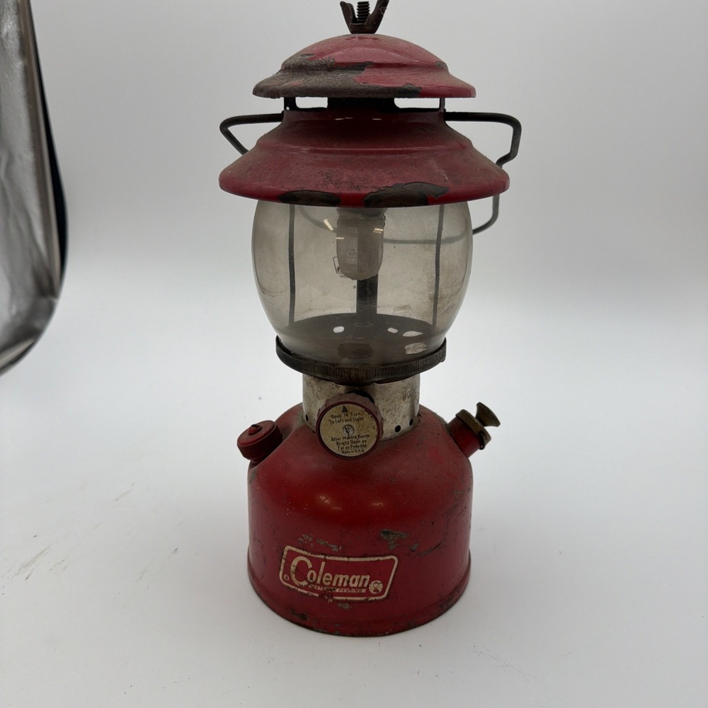 Coleman 200A Red Lantern 1/58 January 1958 Vintage Camping Original Pyrex Glass